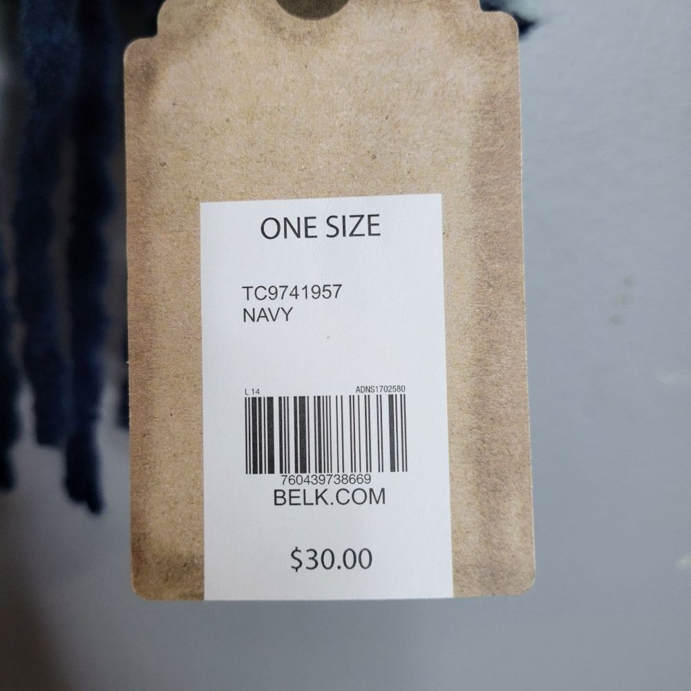NWT True Craft Soft Fuzzy Large Winter Scarf Striped Blue Red - Picture 4 of 5